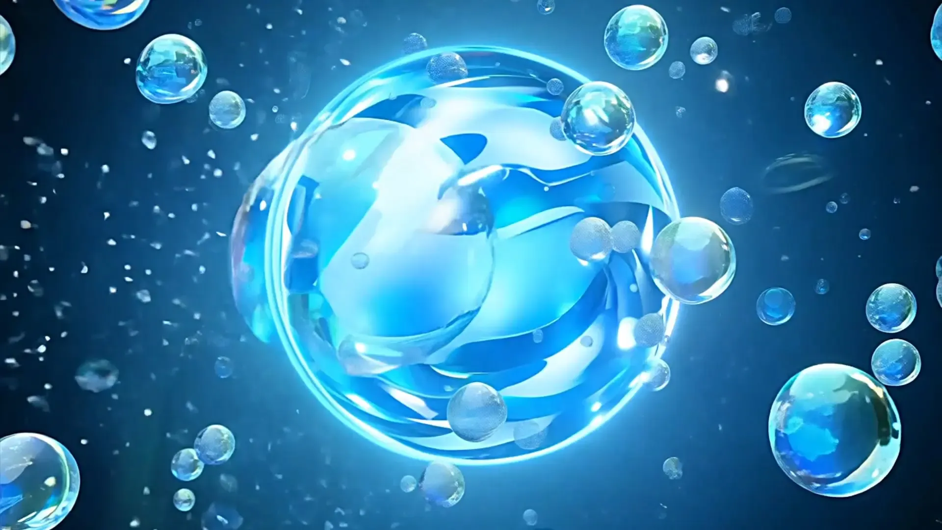 Glowing Blue Orb with Liquid Bubbles Overlay for Logo Animation